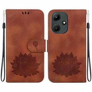 For Infinix Hot 30i X669C Lotus Embossed Leather Phone Case(Brown)