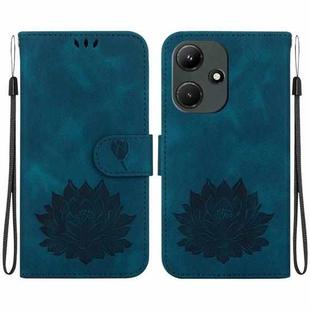 For Infinix Hot 30i X669C Lotus Embossed Leather Phone Case(Dark Blue)