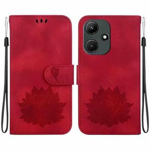 For Infinix Hot 30i X669C Lotus Embossed Leather Phone Case(Red)
