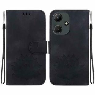 For Infinix Hot 30i X669C Lotus Embossed Leather Phone Case(Black)