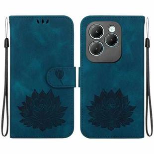 For Infinix Hot 40 / 40 Pro Lotus Embossed Leather Phone Case(Dark Blue)