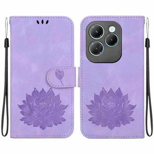 For Infinix Hot 40 / 40 Pro Lotus Embossed Leather Phone Case(Purple)