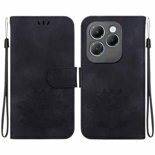 For Infinix Hot 40 / 40 Pro Lotus Embossed Leather Phone Case(Black)