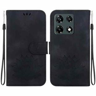 For Infinix Note 30 Pro Lotus Embossed Leather Phone Case(Black)