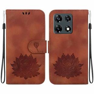 For Infinix Note 30 VIP Lotus Embossed Leather Phone Case(Brown)