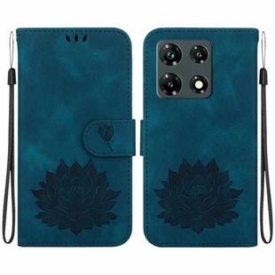 For Infinix Note 30 VIP Lotus Embossed Leather Phone Case(Dark Blue)