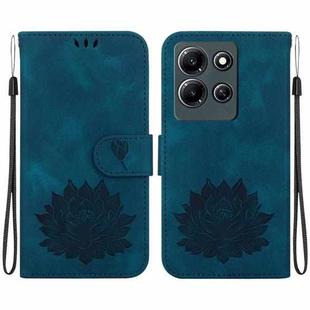 For Infinix Note 30i Lotus Embossed Leather Phone Case(Dark Blue)