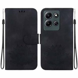 For Infinix Note 30i Lotus Embossed Leather Phone Case(Black)