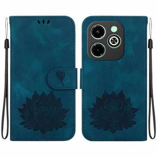 For Infinix Hot 40i Lotus Embossed Leather Phone Case(Dark Blue)