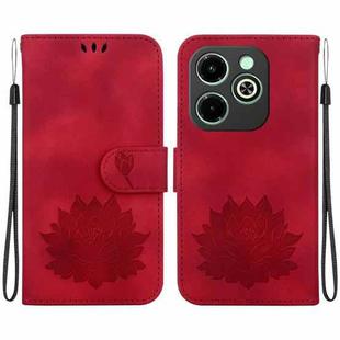 For Infinix Hot 40i Lotus Embossed Leather Phone Case(Red)