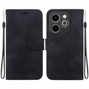 For Infinix Hot 40i Lotus Embossed Leather Phone Case(Black)