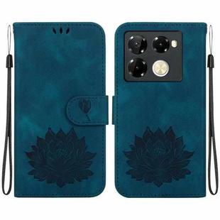 For Infinix Note 40 Pro 4G / 5G Lotus Embossed Leather Phone Case(Dark Blue)