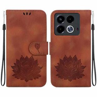 For Infinix Note 40 4G Lotus Embossed Leather Phone Case(Brown)