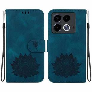 For Infinix Note 40 4G Lotus Embossed Leather Phone Case(Dark Blue)