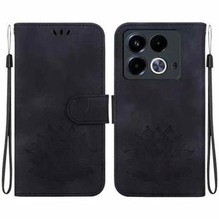 For Infinix Note 40 4G Lotus Embossed Leather Phone Case(Black)