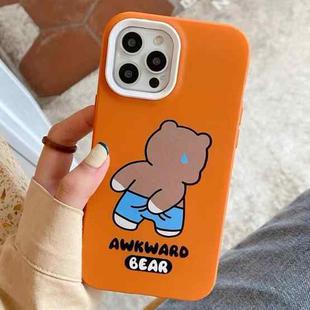 For iPhone 13 Pro Max Awkward Bear PC Hybrid TPU Phone Case(Orange)