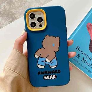 For iPhone 13 Pro Awkward Bear PC Hybrid TPU Phone Case(Royal Blue)