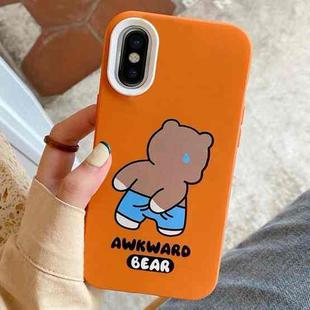 For iPhone X / XS Awkward Bear PC Hybrid TPU Phone Case(Orange)