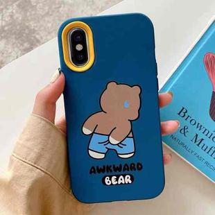 For iPhone XS Max Awkward Bear PC Hybrid TPU Phone Case(Royal Blue)