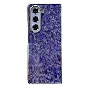 For Samsung Galaxy Z Fold5 PC Side Buckle+Ripples Glitter Paper Full Coverage Phone Case(Purple)