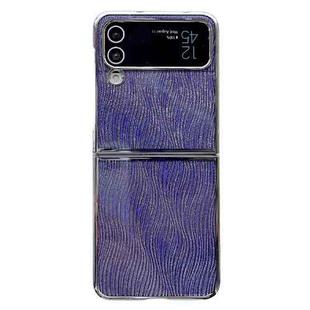 For Samsung Galaxy Z Flip4 PC Side Buckle+Ripples Glitter Paper Full Coverage Phone Case(Purple)