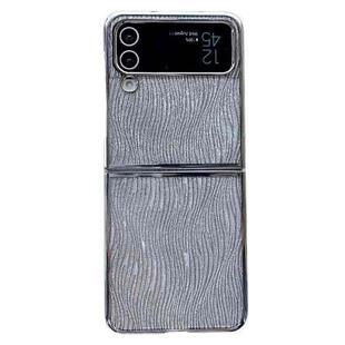 For Samsung Galaxy Z Flip4 PC Side Buckle+Ripples Glitter Paper Full Coverage Phone Case(Silver)