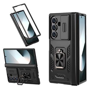 For Samsung Galaxy Z Fold7 5G Sliding Window Hinge Phone Case with Ring Stand(Black)