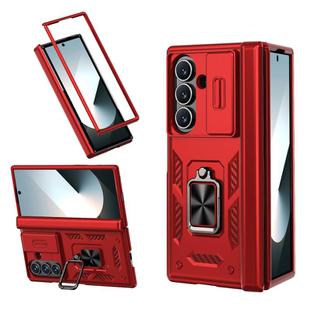 For Samsung Galaxy Z Fold7 5G Sliding Window Hinge Phone Case with Ring Stand(Red)