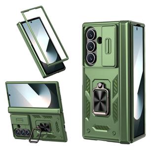 For Samsung Galaxy Z Fold7 5G Sliding Window Hinge Phone Case with Ring Stand(Green)