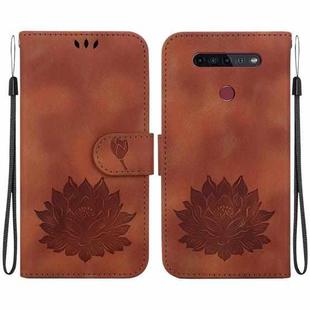 For LG K41S /  K51S Lotus Embossed Leather Phone Case(Brown)