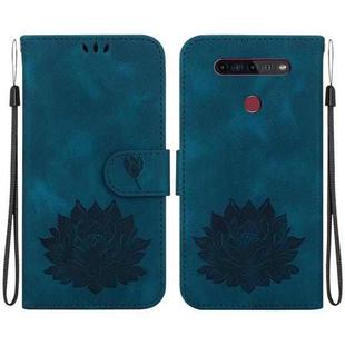 For LG K41S /  K51S Lotus Embossed Leather Phone Case(Dark Blue)