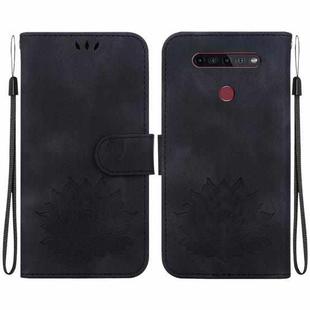 For LG K41S /  K51S Lotus Embossed Leather Phone Case(Black)