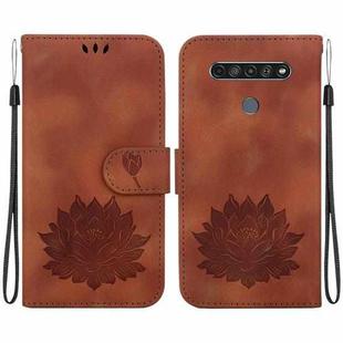 For LG K61 Lotus Embossed Leather Phone Case(Brown)