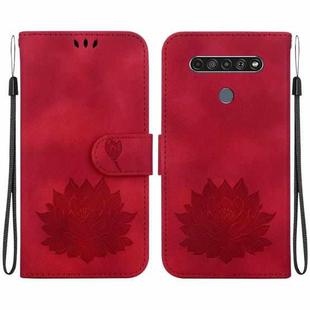 For LG K61 Lotus Embossed Leather Phone Case(Red)