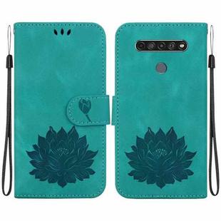 For LG K61 Lotus Embossed Leather Phone Case(Green)