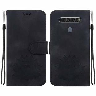 For LG K61 Lotus Embossed Leather Phone Case(Black)