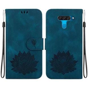 For LG K50 / Q60 Lotus Embossed Leather Phone Case(Dark Blue)