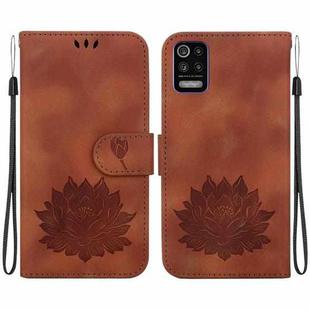 For LG K52 / K62 / Q52 Lotus Embossed Leather Phone Case(Brown)