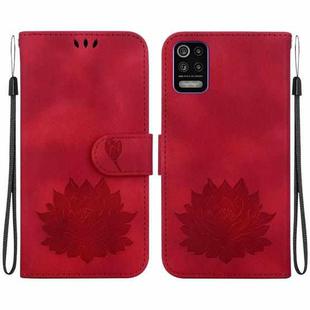 For LG K52 / K62 / Q52 Lotus Embossed Leather Phone Case(Red)