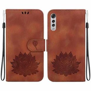 For LG Velvet / Velvet 5G / G9 Lotus Embossed Leather Phone Case(Brown)