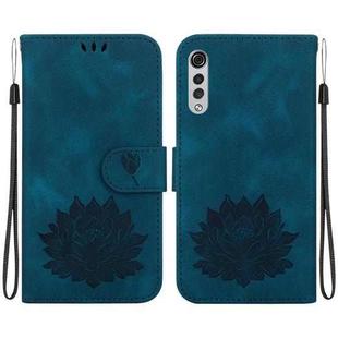 For LG Velvet / Velvet 5G / G9 Lotus Embossed Leather Phone Case(Dark Blue)