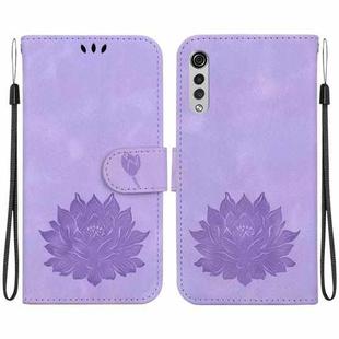 For LG Velvet / Velvet 5G / G9 Lotus Embossed Leather Phone Case(Purple)