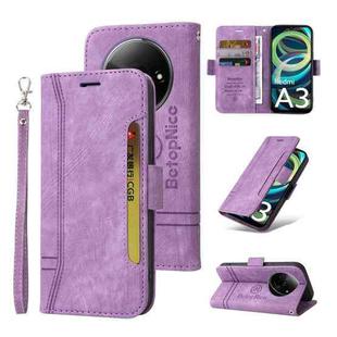 For Xiaomi Poco C61 4G / Redmi A3 4G Global BETOPNICE Dual-side Buckle Leather Phone Case(Purple)