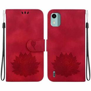 For Nokia C12 Lotus Embossed Leather Phone Case(Red)