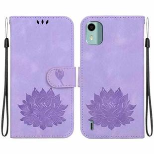 For Nokia C12 Lotus Embossed Leather Phone Case(Purple)