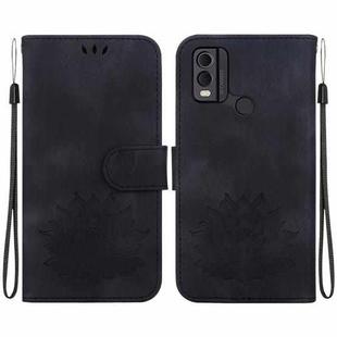 For Nokia C22 Lotus Embossed Leather Phone Case(Black)