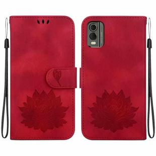For Nokia C32 Lotus Embossed Leather Phone Case(Red)