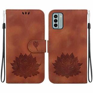 For Nokia G22 Lotus Embossed Leather Phone Case(Brown)