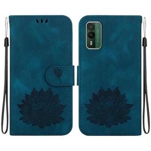 For Nokia XR21 Lotus Embossed Leather Phone Case(Dark Blue)