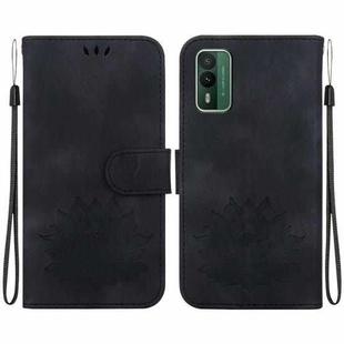 For Nokia XR21 Lotus Embossed Leather Phone Case(Black)